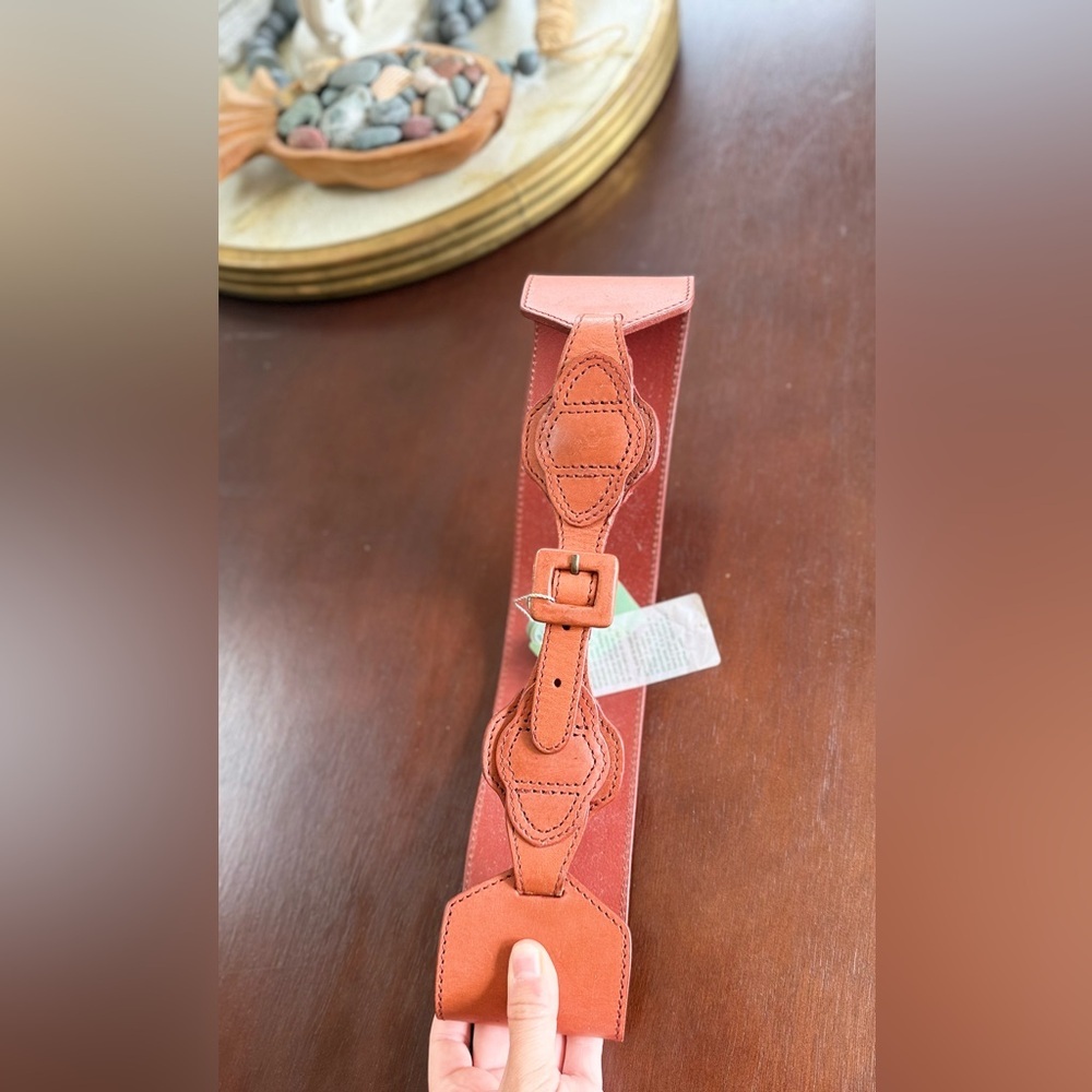 Women’s Wide Leather Belt in Terracotta